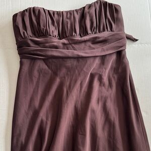 David’s Bridal Size 12 Elegant Strapless Satin Brown Dress
